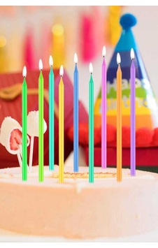 Çok Renkli Gökkuşağı Renklerinde 10'lu Çubuk Mum Çok Renkli Gökkuşağı Renklerinde 10'lu Çubuk Mum