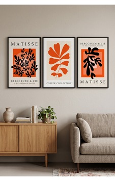 Siyah Ahşap Çerçeveli Turuncu Siyah Matisse Soyut Botanik Üçlü Duvar Tablosu Modern Sanat Dekorasyonu Kabartma Görünümlüdür Siyah Siyah Ahşap Çerçeveli Turuncu Siyah Matisse Soyut Botanik Üçlü Duvar Tablosu Modern Sanat Dekorasyonu Kabartma Görünümlüdür Siyah