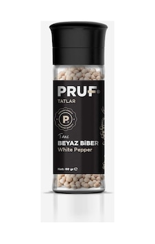 Pruf Beyaz Biber Tane 60 Gr. Cam Şişe Değirmen Kapak Pruf Beyaz Biber Tane 60 Gr. Cam Şişe Değirmen Kapak