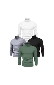 Vexor 4 Adet Unisex Kaşkorse Boğazlı Full Likralı Fitilli Body Kazak Çok Renkli Vexor 4 Adet Unisex Kaşkorse Boğazlı Full Likralı Fitilli Body Kazak Çok Renkli