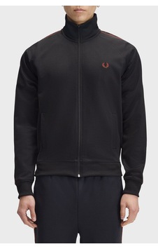 Fred Perry Kontrast Şeritli Dik Yaka Fermuarlı Sweat Erkek Sweat J5557 220 Siyah