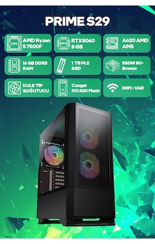 Game Garaj PRIME S29 R5-7500F 16 GB 1 TB SSD RTX5060 Free Dos Oyuncu OEM Paket