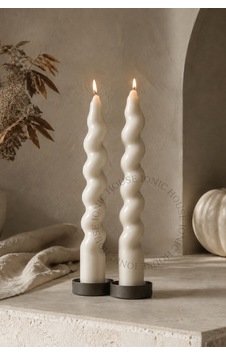 Pumpkin Spice Kokulu Dekoratif Şamdan Mum Kırık Beyaz 2 Li Set Twist