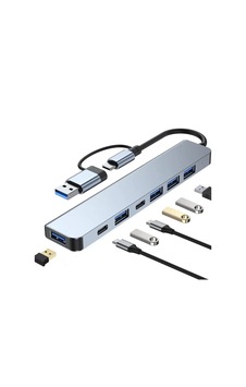 Alüminyum Usb Hub 7 İn 1 Usb/type-c To Usb A, Usb C, Usb 2.0/3.0 Çevirici Adaptör Çok Portlu Tak Çal Sku: Mır8690010102904