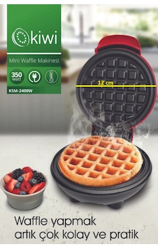Kiwi KSM-2400W Yapışmaz Plakalı Mini Waffle Makinesi Kiwi KSM-2400W Yapışmaz Plakalı Mini Waffle Makinesi