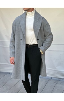 Modefendi Oversize Kuzu Kaşmir Kaban Gri