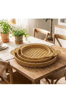 İç İçe Geçebilen 3 Lü Yuvarlak Plastik Rattan Tepsi Seti Hasır Görünümlü Çok Amaçlı Servis Ve Sunum Tepsileri 15cm İç İçe Geçebilen 3 Lü Yuvarlak Plastik Rattan Tepsi Seti Hasır Görünümlü Çok Amaçlı Servis Ve Sunum Tepsileri 15cm