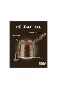 Telveli 5 Kişilik Ahşap Saplı Döküm Cezve - İndüksiyonlu Ocaklara Uyumlu 300 Ml - Bakır Telveli 5 Kişilik Ahşap Saplı Döküm Cezve - İndüksiyonlu Ocaklara Uyumlu 300 Ml - Bakır