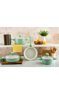 Noble Life Bicoat 7 Parça Natural Seramik Set Soft Green Açık Yeşil