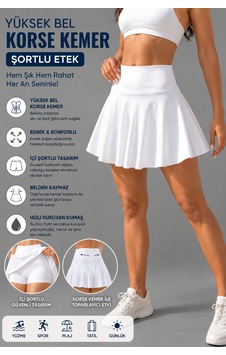 Mrmpro Kadın Ekru Mini Şortlu Etek Spor Volanlı Tasarım Esnek Kumaş, Toparlayıcı Beyaz Beyaz Mrmpro Kadın Ekru Mini Şortlu Etek Spor Volanlı Tasarım Esnek Kumaş, Toparlayıcı Beyaz Beyaz