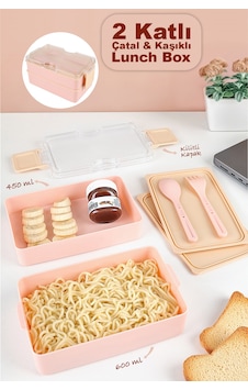 2 Katlı Kilitli Beslenme Kabı - Kendinden Çatal Kaşıklı Lunch Box Beslenme Kutusu Saklama Kabı Pembe Pembe 2 Katlı Kilitli Beslenme Kabı - Kendinden Çatal Kaşıklı Lunch Box Beslenme Kutusu Saklama Kabı Pembe Pembe