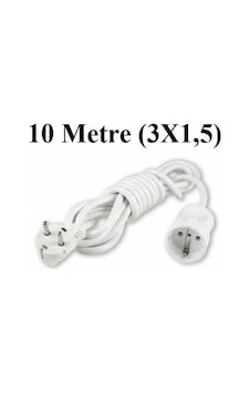 Topraklı Uzatma Seyyar Kablosu Tekli Priz 10 Metre 3x1,5 Mm Seyyar Uzatma Kablosu