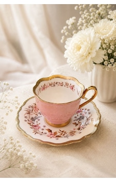 6 Kişilik Porselen Heritage Pembe Kahve Fincanı-5963 6 Kişilik Porselen Heritage Pembe Kahve Fincanı-5963