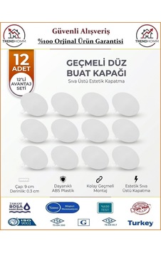 Trendhomm Buat Kapağı - Düz - Beyaz - 12 Adet Trendhomm Buat Kapağı - Düz - Beyaz - 12 Adet