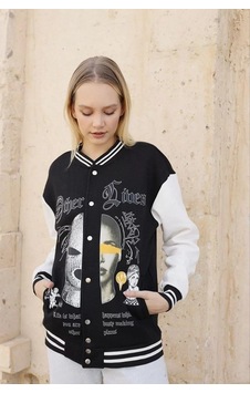 Kadın Oversize Kolej Ceket - Siyah 001 Kadın Oversize Kolej Ceket - Siyah 001