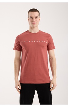 Maximodena Erkek Minimal Yazı Detaylı Günlük T-shirt - Kiremit Maximodena Erkek Minimal Yazı Detaylı Günlük T-shirt - Kiremit