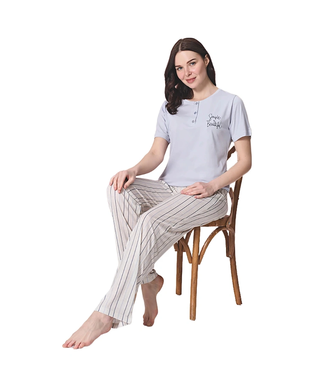 Over Sleep By Poleren Over Sleep 1867 Kadın Kısa Kol Uzun Alt Modal Yazlık Pijama Takım Açık Mavi Over Sleep By Poleren Over Sleep 1867 Kadın Kısa Kol Uzun Alt Modal Yazlık Pijama Takım Açık Mavi