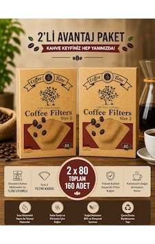 Kahve Filtre Kağıdı No:2 80'li 2'li Paket Kahverengi Kahve Filtre Kağıdı No:2 80'li 2'li Paket Kahverengi