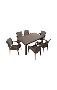 Depootoptan Mandella Elit Rattan 90 x 150 CM Zeus Koltuk Masa Takımı Kahverengi