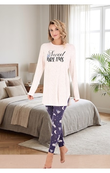 Findit Şık Tasarım Ay Yıldız Desenli Yumuşak Dokulu Viskon Kumaş Sweet Dreams Yazılı 2'li Pijama Takımı Beyaz Findit Şık Tasarım Ay Yıldız Desenli Yumuşak Dokulu Viskon Kumaş Sweet Dreams Yazılı 2'li Pijama Takımı Beyaz