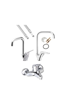 Köşe Borulu 3 Lü Set Banyo - Mutfak Ve Lavabo Musluğu Çeşmesi Bataryası Krom Köşe Borulu 3 Lü Set Banyo - Mutfak Ve Lavabo Musluğu Çeşmesi Bataryası Krom