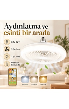 E27 Duylu Kumandalı Vantilatörlü Led Tavan Lambası Standart E27 Duylu Kumandalı Vantilatörlü Led Tavan Lambası Standart