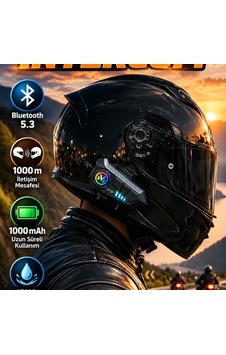 Kask İçi Bluetooth 5.3 Intercom Kulaklık 1000 M İletişim Mesafesi, 1000 Mah, Ipx6 Ve Rgb Işık Kask İçi Bluetooth 5.3 Intercom Kulaklık 1000 M İletişim Mesafesi, 1000 Mah, Ipx6 Ve Rgb Işık