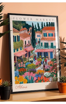 Atina Yunanistan Çerçeveli Tablo Seyahat Severlere Salon Ve Ofis İçin Estetik Duvar Dekoru Travel Flower Market