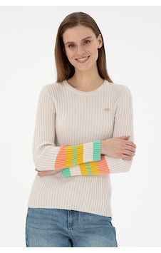 U.S. Polo Assn. Kadın Krem Bisiklet Yaka Kazak 50297099-VR071