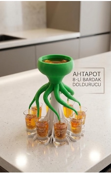Taraftar Renkli Ahtapot Tasarımlı 8'li Pratik Bardak Ve Shot Dağıtıcı Yeşil-beyaz Taraftar Renkli Ahtapot Tasarımlı 8'li Pratik Bardak Ve Shot Dağıtıcı Yeşil-beyaz
