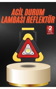 Csmtex Işıklı İkaz Lambası Reflektör Şarjlı Işıklı Üçgen Led Acil Durum Feneri