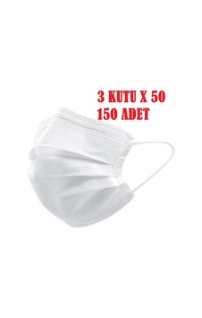 3 Katlı Telli Cerrahi Maske 150 Adet Beyaz 3 Katlı Telli Cerrahi Maske 150 Adet Beyaz