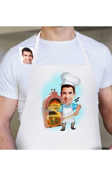 Kişiye Özel Bay Kebapçı Karikatür Beyaz Mutfak Önlüğü - 1 Kişiye Özel Bay Kebapçı Karikatür Beyaz Mutfak Önlüğü - 1