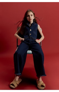 Magu Lacivert Denim Yelek Ve Pantolon Çocuk Takım Magu Lacivert Denim Yelek Ve Pantolon Çocuk Takım