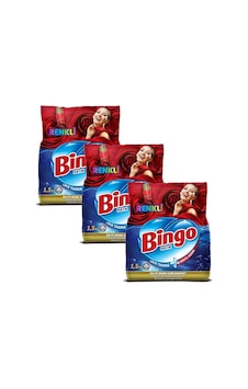 Bingo Renkli Toz Çamaşır Deterjanı 1,5 Kg X 3 Adet Bingo Renkli Toz Çamaşır Deterjanı 1,5 Kg X 3 Adet
