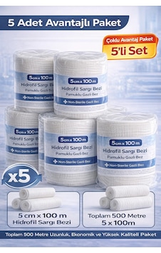 5 Cm X 100 M Hidrofil Sargı Bezi Pamuklu Gazlı Bez Yüksek Emici Medikal Sargı Bezi 5 Adet 5 Cm X 100 M Hidrofil Sargı Bezi Pamuklu Gazlı Bez Yüksek Emici Medikal Sargı Bezi 5 Adet
