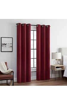 Andover Düz Üçlü Dokuma Termal Karartma Halkalı Yatak Odası İçin Perde 2 Panel , 106,68 Cm X 274,32 Cm, Kırmızı 50 x 22