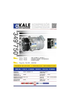KALE 349750 KLİMA KOMPRESÖRÜ VECTRA A 2.0 (88-95)-CALIBRA A 2.0 ( KALE 349750 KLİMA KOMPRESÖRÜ VECTRA A 2.0 (88-95)-CALIBRA A 2.0 (