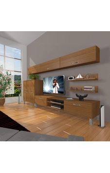 Decoraktiv Eko 8 Slm Dvd Krom Ayaklı Tv Ünitesi Tv Sehpası Ceviz