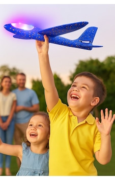 Led Li Işıklı Köpük Dev Fırlatma Uçak 45 Cm Tekli Mavi Model Led Li Işıklı Köpük Dev Fırlatma Uçak 45 Cm Tekli Mavi Model