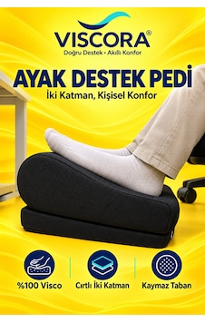 Ayak Destek Pedi Masa Altı, Ofis Ve Ev İçin Visco İki Katmanlı Kaymaz Ayak Minderi Siyah Ayak Destek Pedi Masa Altı, Ofis Ve Ev İçin Visco İki Katmanlı Kaymaz Ayak Minderi Siyah
