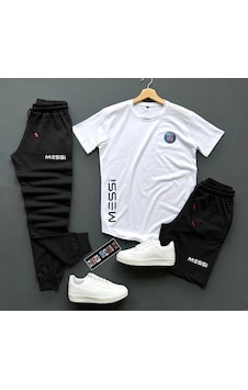 Adrift 3'lü Unisex Şort-eşofman Altı-tişört Slim Fit Messi Baskılı Takım Kombin Alt Üst Mes Beyaz Adrift 3'lü Unisex Şort-eşofman Altı-tişört Slim Fit Messi Baskılı Takım Kombin Alt Üst Mes Beyaz