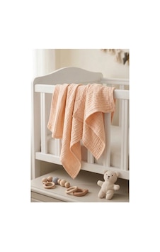 4 Katlı Müslin Bebek Battaniyesi 90x90 Cm - Bebek Örtüsü & Yeni Doğan Kundak - Somon Pembe - 889559856 Pembe