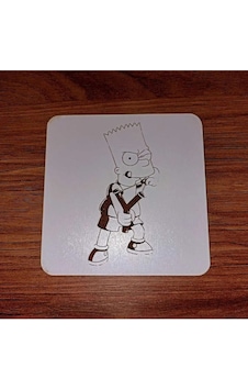 Lavanta Tasarım Bart Simpson Sapan Ahşap Bardak Altlığı Beyaz Lavanta Tasarım Bart Simpson Sapan Ahşap Bardak Altlığı Beyaz