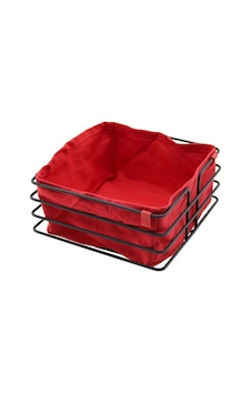 Kare Siyah Metal Kırmızı Bezli Ekmek Sepeti 20x21cm Derinlik 10.5cm Renkli Kare Siyah Metal Kırmızı Bezli Ekmek Sepeti 20x21cm Derinlik 10.5cm Renkli