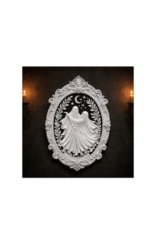 Siyah Beyaz Hayalet Kabartmalı Gotik Oval Duvar Tablosu 26x25x4 Cm Siyah Beyaz Hayalet Kabartmalı Gotik Oval Duvar Tablosu 26x25x4 Cm