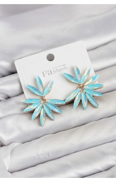 Buz Mavisi Renk Kristal Taşlı Lotus Model Kadın Küpe Buz Mavisi Renk Kristal Taşlı Lotus Model Kadın Küpe