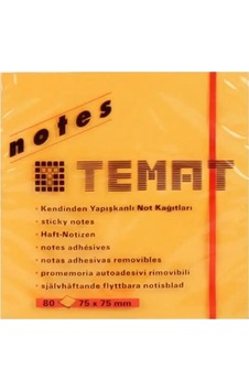 Temat Yapışkanlı Not Kağıdı 75x75 80 Yaprak Turuncu - 2 Adet Temat Yapışkanlı Not Kağıdı 75x75 80 Yaprak Turuncu - 2 Adet