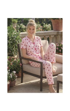 Eyfuze Kadın Baskılı Fiyonk Detaylı Raporlu Kaşkorse Kısa Kollu Pijama Takımı Pembe-1 Eyfuze Kadın Baskılı Fiyonk Detaylı Raporlu Kaşkorse Kısa Kollu Pijama Takımı Pembe-1