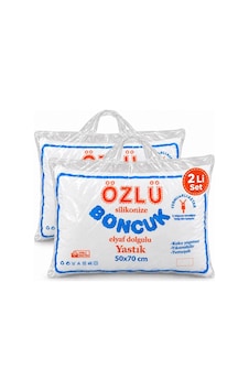 2li Set Dolgun Boncuk Silikon Yastık 2x900gr Beyaz